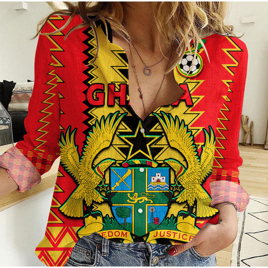 (Custom Personalised) Ghana Football Sport Style Women Casual Shirt