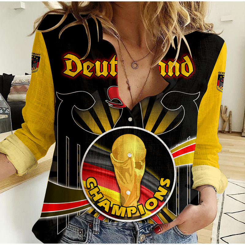 (Custom Personalised) Germany Football Black Eagle Jersey Deutschland Champion Women Casual Shirt
