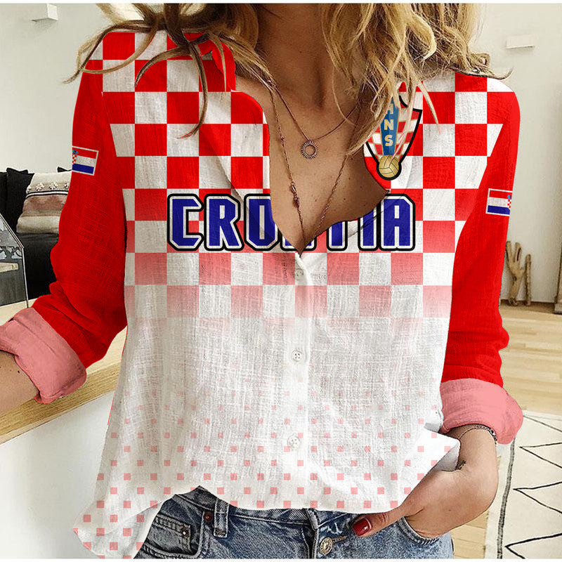 (Custom Personalised) Croatia Hrvatska Football World Cup Vibe Women Casual Shirt