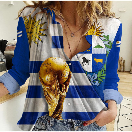 (Custom Personalised) Uruguay Football La Celeste World Cup Women Casual Shirt