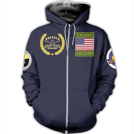 African Buffalo Soldiers Zip Hoodie