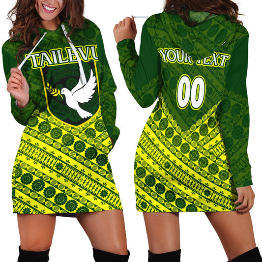 (Custom Personalised) Tailevu Rugby Union Fiji Hoodie Dress - Tapa Pattern