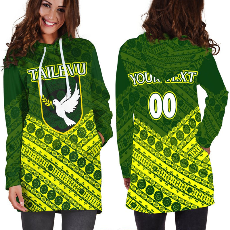 (Custom Personalised) Tailevu Rugby Union Fiji Hoodie Dress - Tapa Pattern