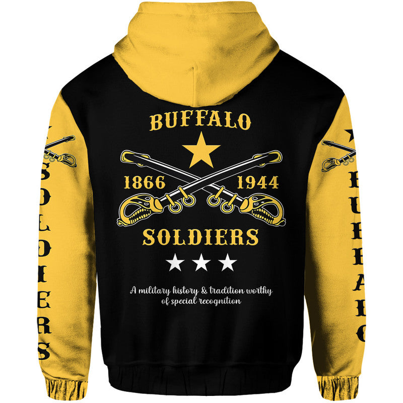 Custom Buffalo Soldiers African American Military Original Style Black Gold Hoodie