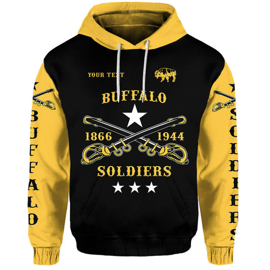 Custom Buffalo Soldiers African American Military Simple Style Black Gold Hoodie