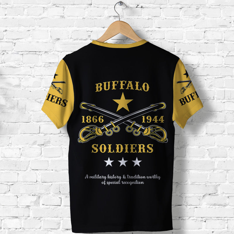 Custom Buffalo Soldiers African American Military Simple Style Black Gold T Shirt
