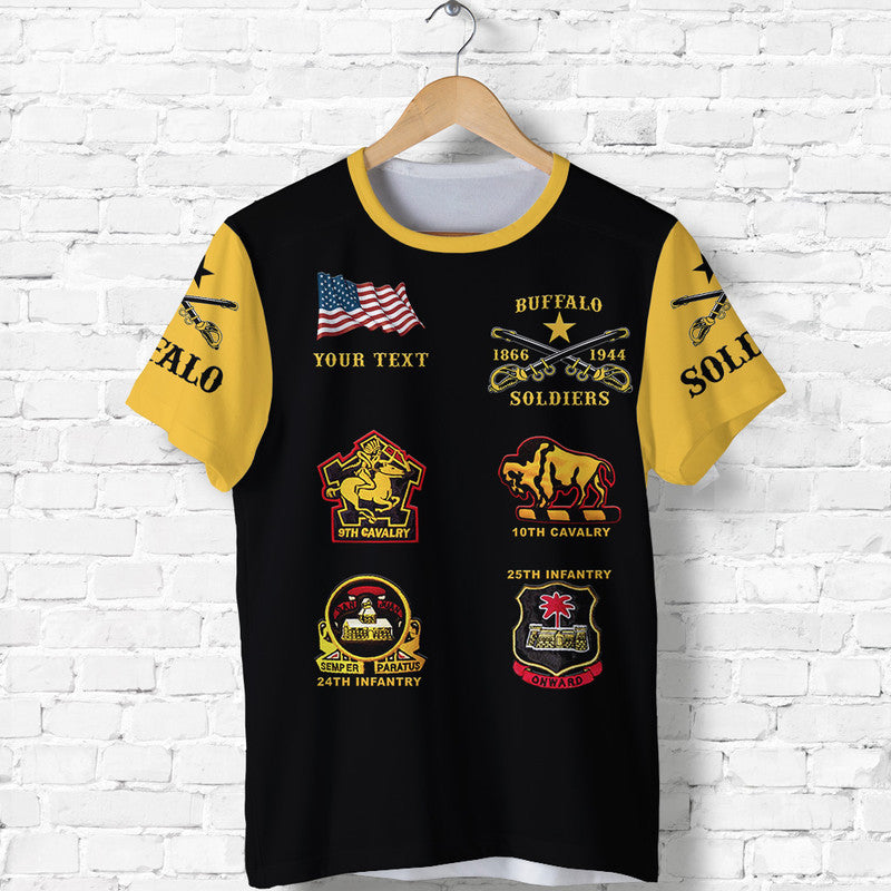 Custom Buffalo Soldiers African American Military Original Style Black Gold T Shirt