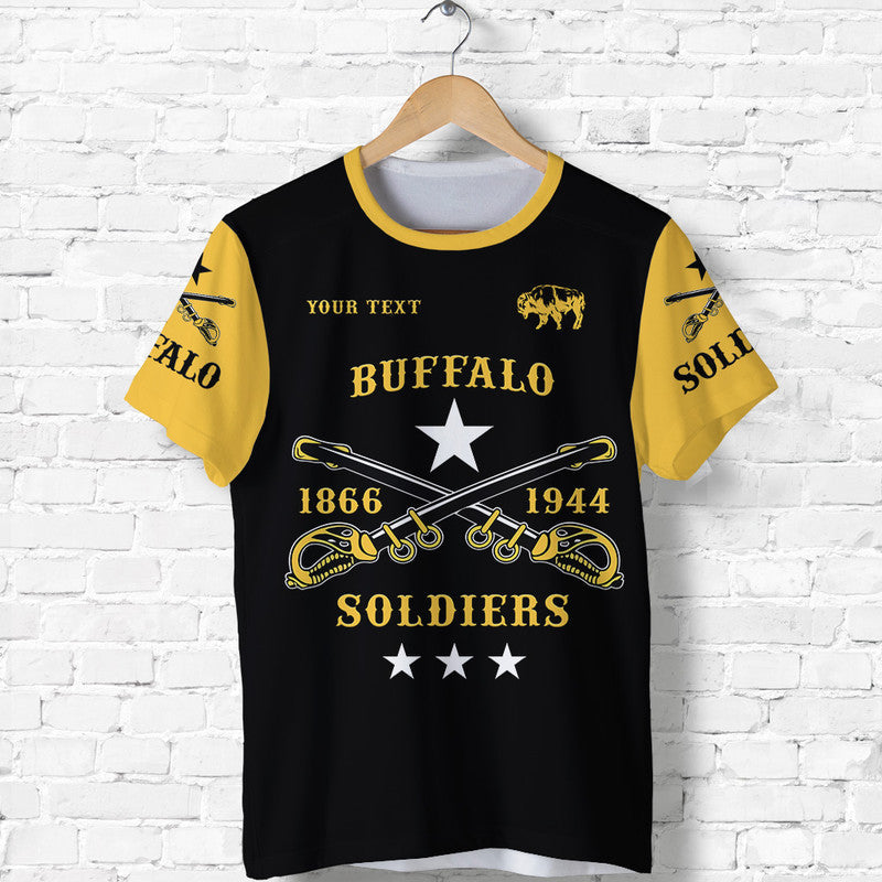 Custom Buffalo Soldiers African American Military Simple Style Black Gold T Shirt