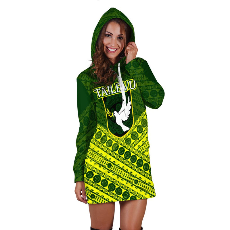 (Custom Personalised) Tailevu Rugby Union Fiji Hoodie Dress - Tapa Pattern