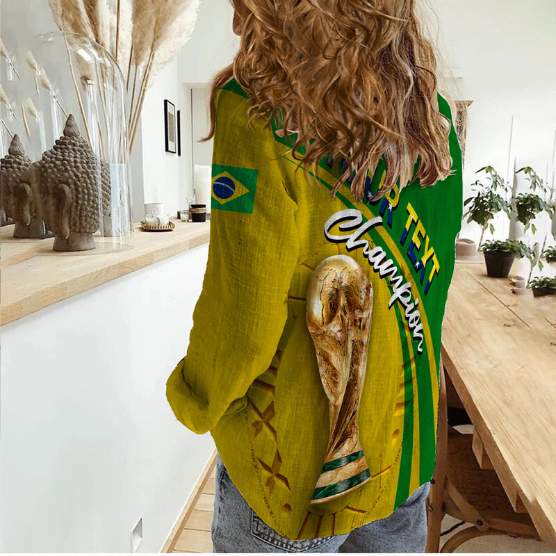 (Custom Personalised) Brazil Football World Cup 2022 - Women Casual Shirt