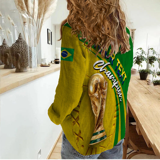 (Custom Personalised) Brazil Football World Cup 2022 - Women Casual Shirt