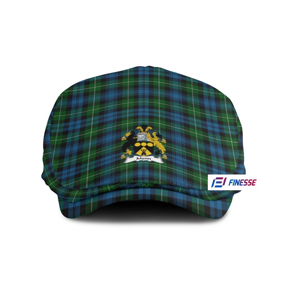 (Customer's Request) Lamont Tartan Jeff Hat, Tartan Flat Cap with Munn Coat of Arms