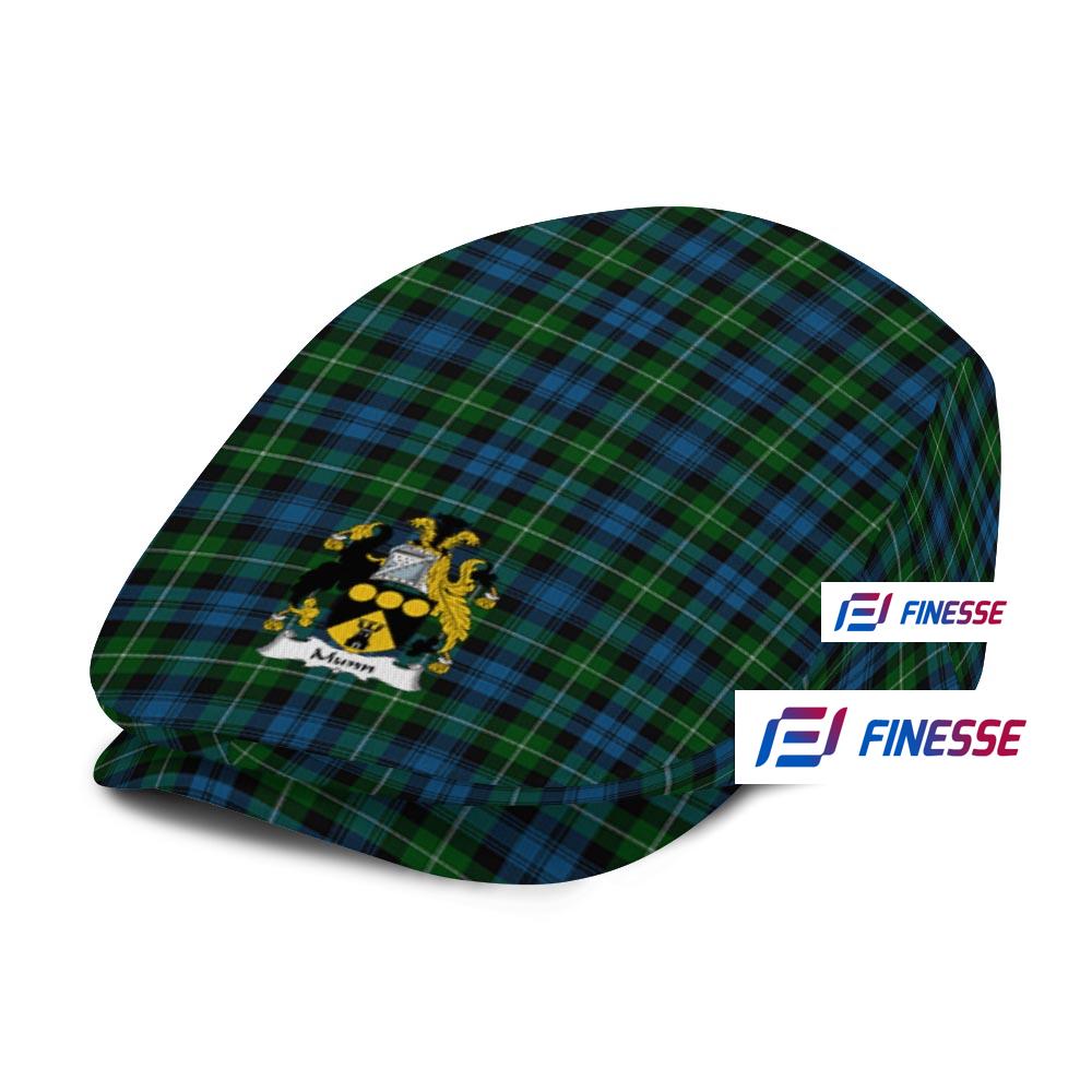 (Customer's Request) Lamont Tartan Jeff Hat, Tartan Flat Cap with Munn Coat of Arms