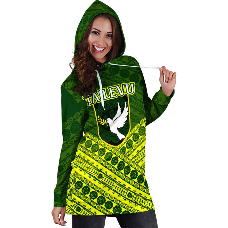 (Custom Personalised) Tailevu Rugby Union Fiji Hoodie Dress - Tapa Pattern
