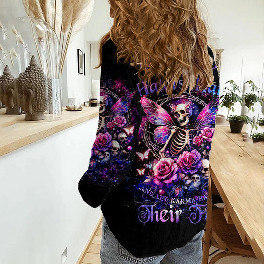 Fairy Skull Let Karma Handle Their Fate Women Casual Shirt