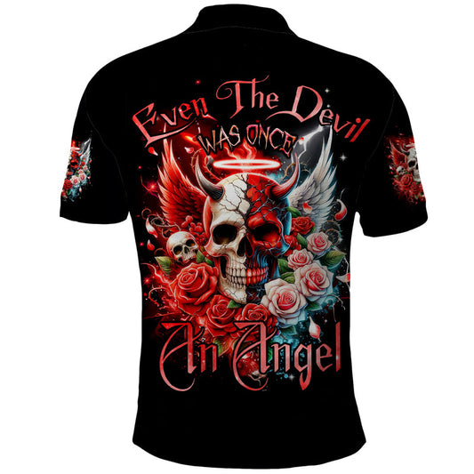 Evil Angel Skull Even The Devil Was Once An Angel Polo Shirt