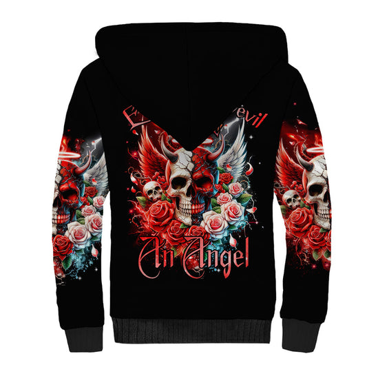 Evil Angel Skull Even The Devil Was Once An Angel Sherpa Hoodie