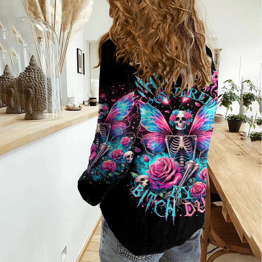 Fairy Skull This Girl Powered By Bitch Dust Women Casual Shirt