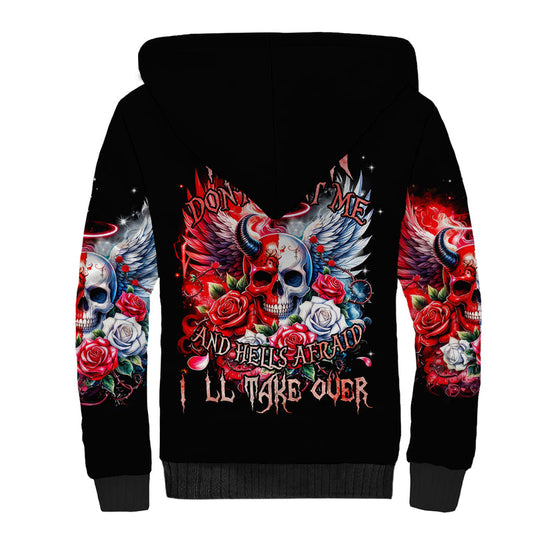 Evil Angel Skull Heaven Don&#39;t Want Me And Hell Afraid Sherpa Hoodie
