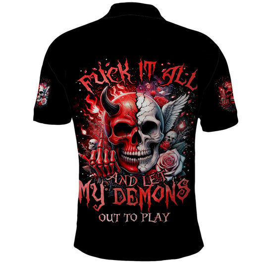 Evil Angel Skull Fuck It All And Let My Demons Out To Play Polo Shirt