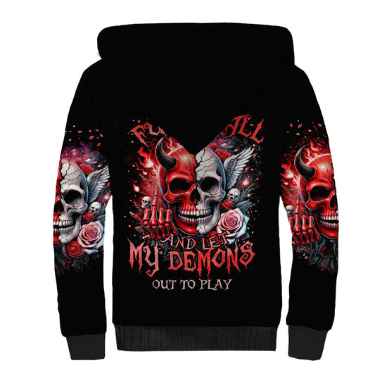 Evil Angel Skull Fuck It All And Let My Demons Out To Play Sherpa Hoodie