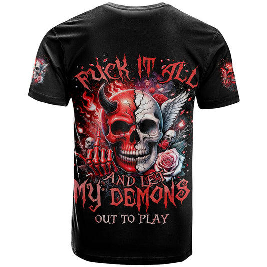 Evil Angel Skull Fuck It All And Let My Demons Out To Play T Shirt
