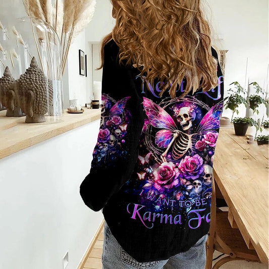 Fairy Skull In My Next Life I Want To Be The Karma Fairy Women Casual Shirt