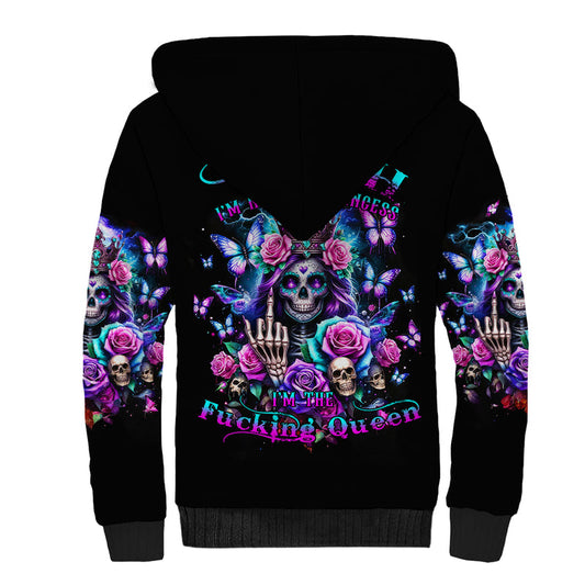Fairy Skull Bitch I&#39;m Not A Princess I&#39;m The Fucking Queen Sherpa Hoodie