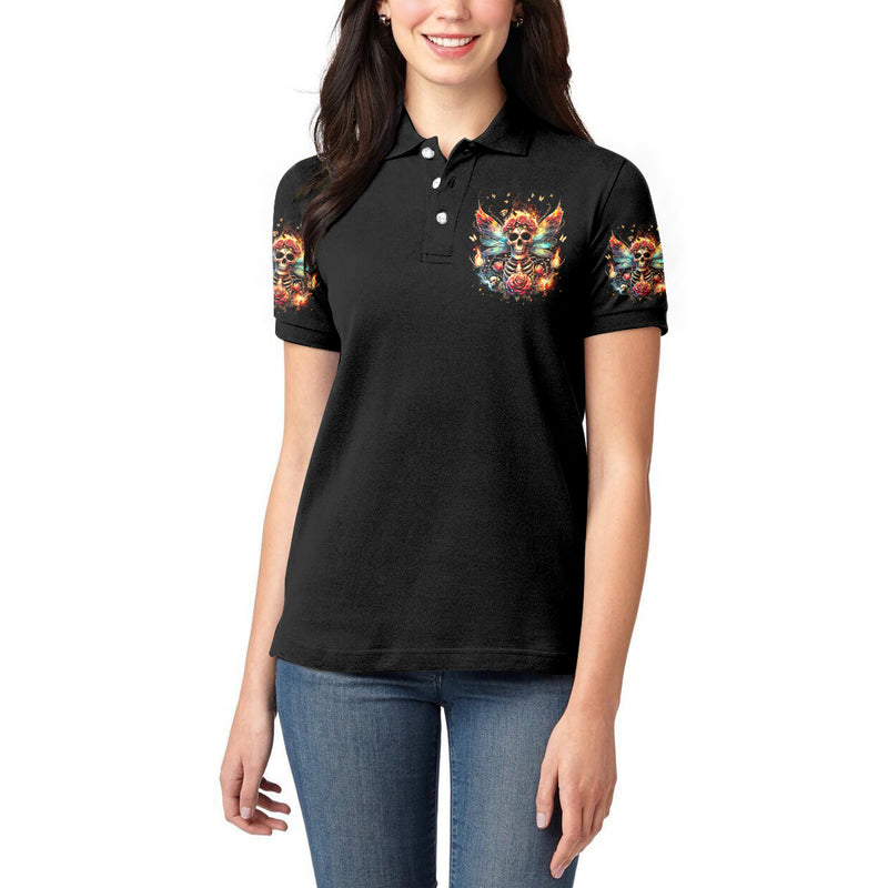 Fairy Skull Don&#39;t Fuck With Me I Fuck Back Women Polo Shirt