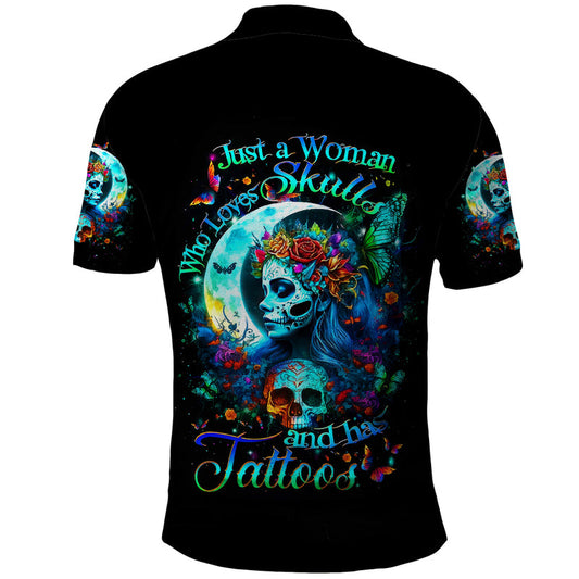 Fairy Skull Just The Woman Who Loves Skull And Tattoo Polo Shirt