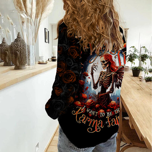 Fairy Skull In Next Life I Want To Be The Karma Fairy Women Casual Shirt