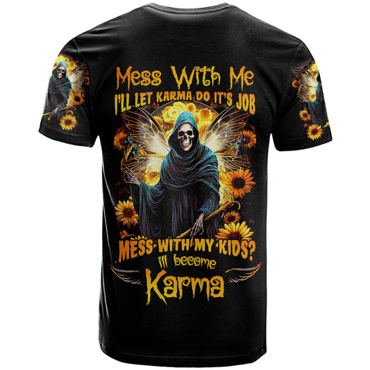 Fairy Death Skull Mess With Me I&#39;ll Let Karma Do It&#39;s Job T Shirt