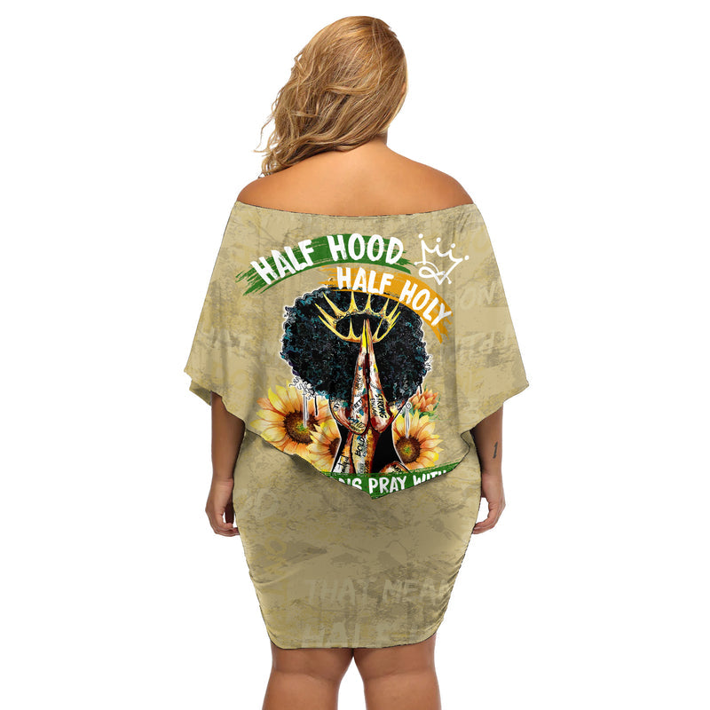 African Women Half Hood Half Holy Off Shoulder Short Dress