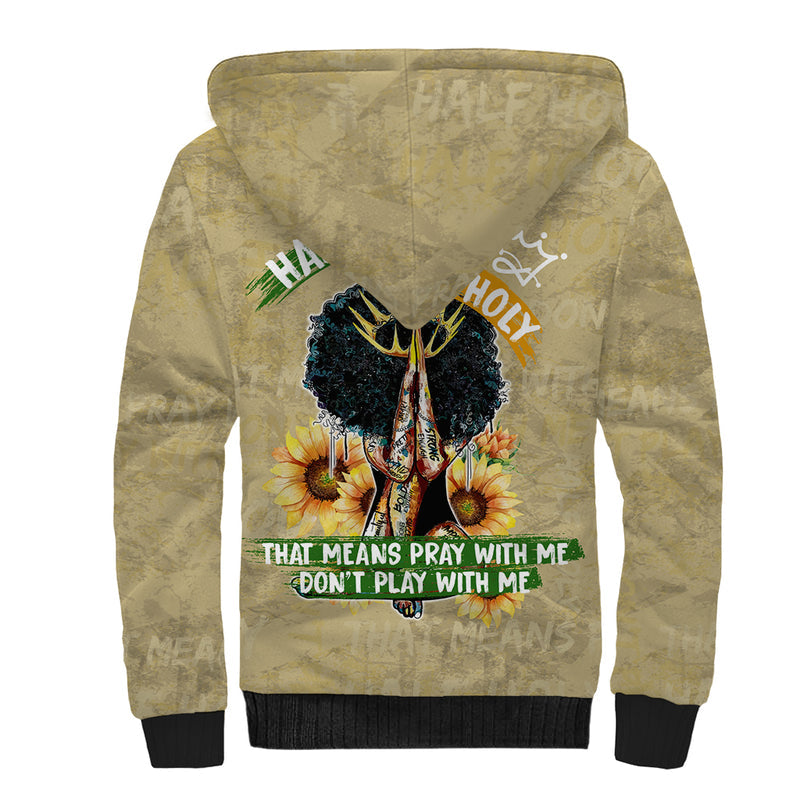 African Women Half Hood Half Holy Sherpa Hoodie