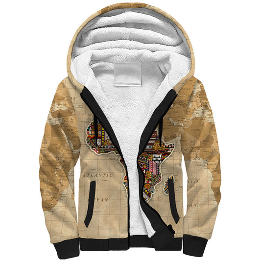 Africa On World Map Sherpa Hoodie