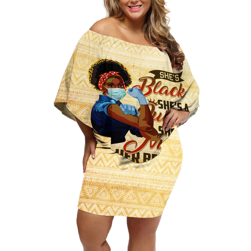 Afro Nurses Black Queen African Off Shoulder Short Dress
