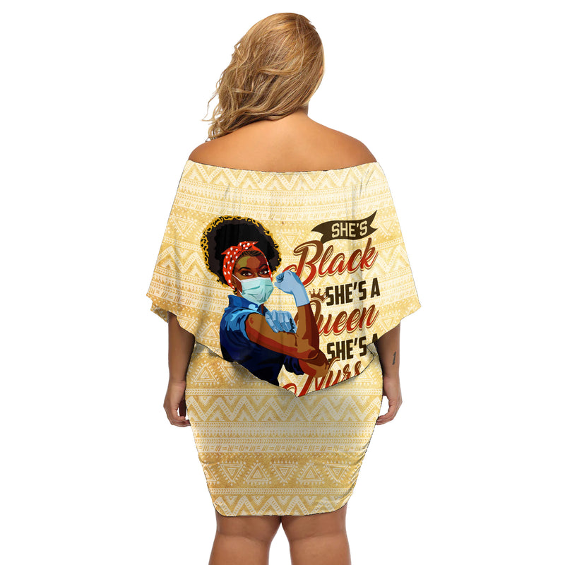 Afro Nurses Black Queen African Off Shoulder Short Dress