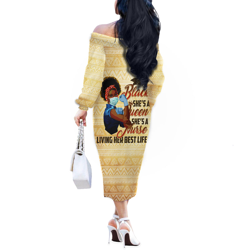 Afro Nurses Black Queen African Off The Shoulder Long Sleeve Dress