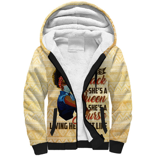Afro Nurses Black Queen African Sherpa Hoodie