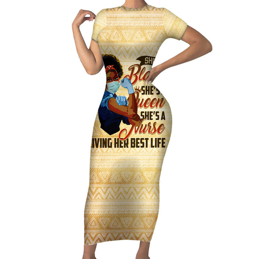 Afro Nurses Black Queen African Short Sleeve Bodycon Dress