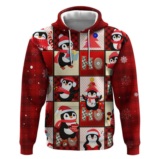 Cute Christmas Penguin Cozy Winter Ho Ho Ho Holiday Fun Hoodie