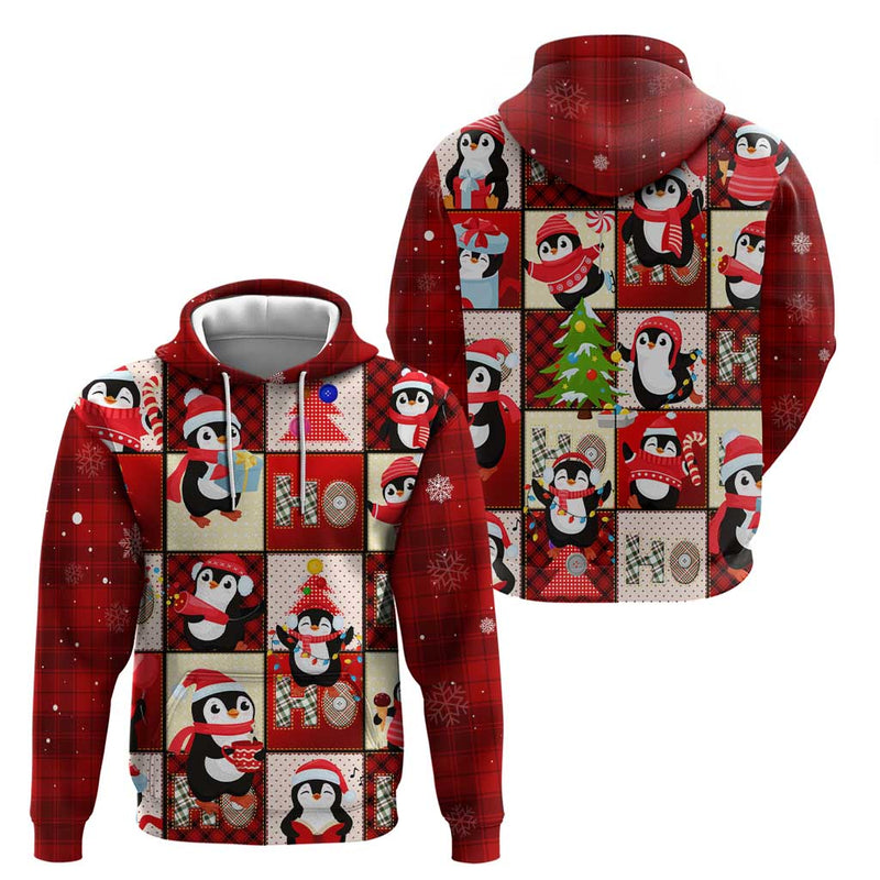 Cute Christmas Penguin Cozy Winter Ho Ho Ho Holiday Fun Hoodie