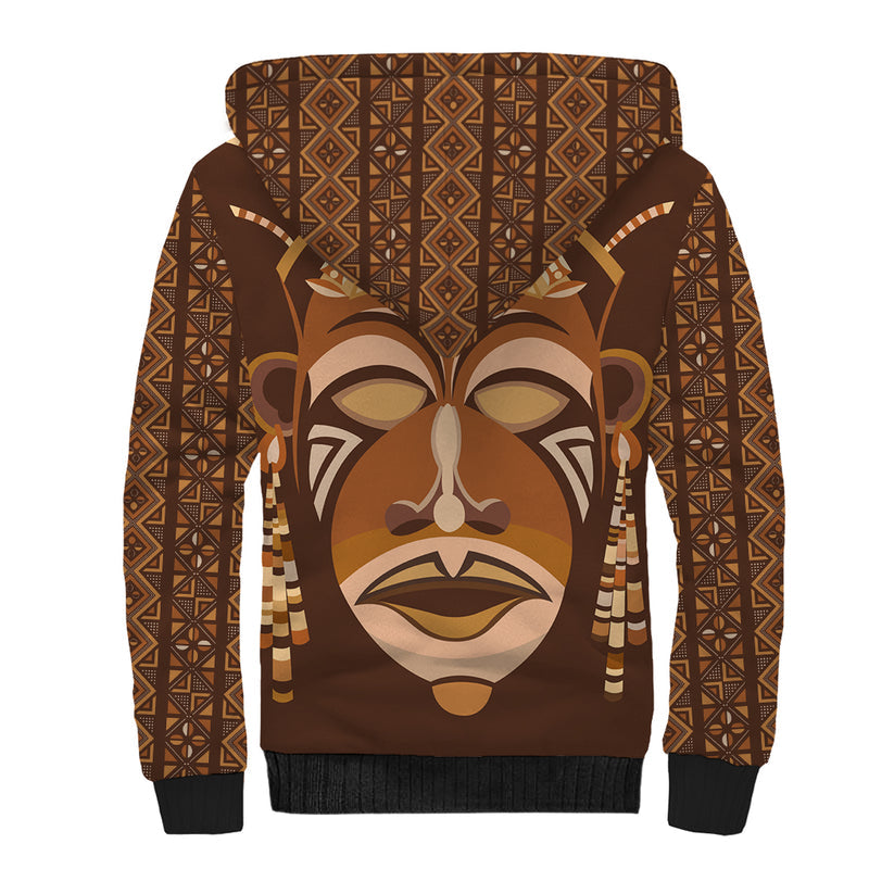 African Women Tribal Ethnic Mask Sherpa Hoodie