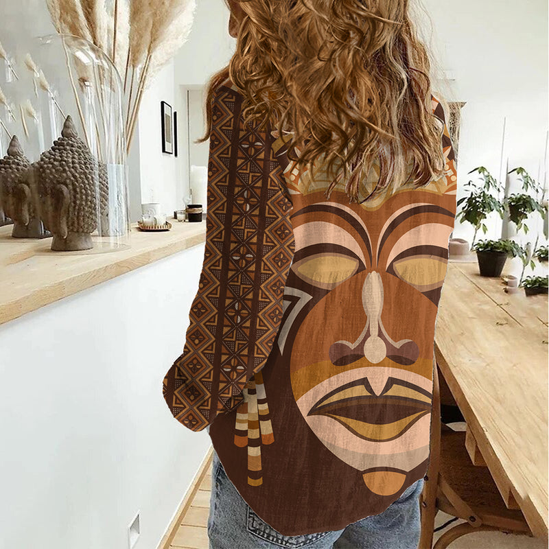 African Women Tribal Ethnic Mask Women Casual Shirt