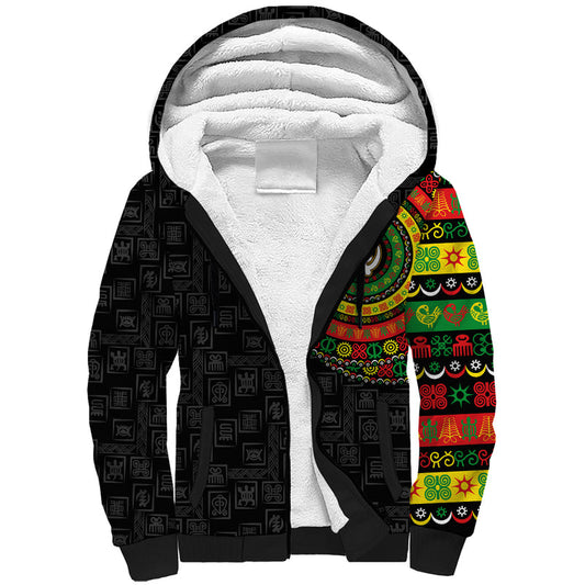Adinkra Symbols African Culture Sherpa Hoodie