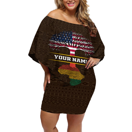 African Root Off Shoulder Short Dress
