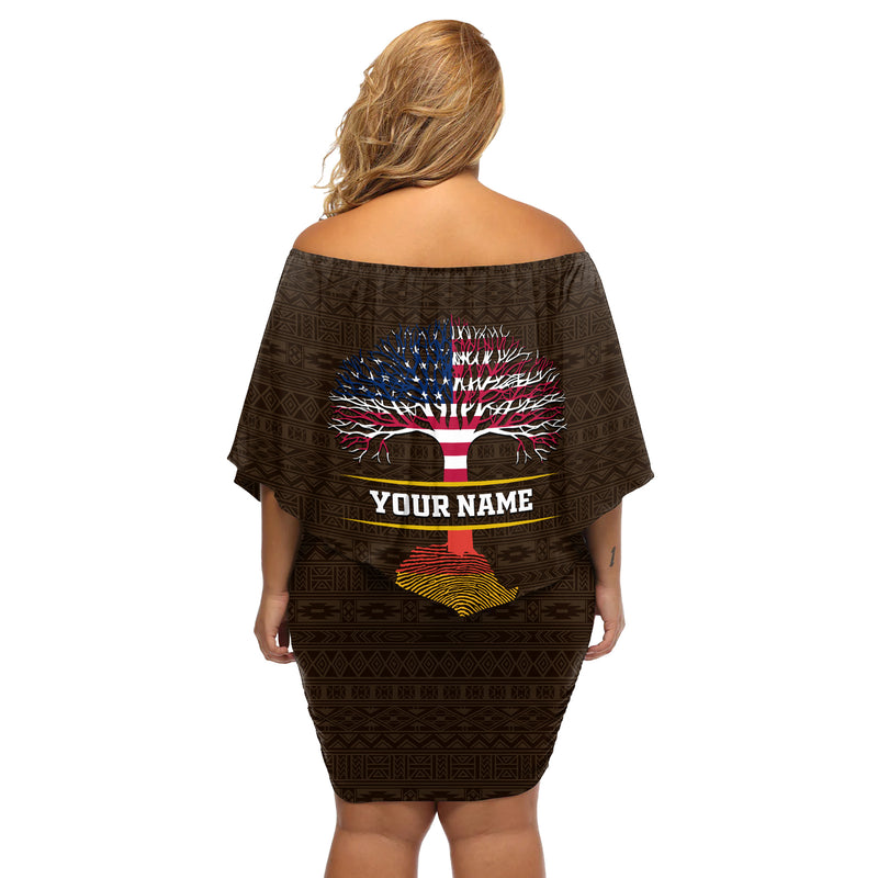 African Root Off Shoulder Short Dress