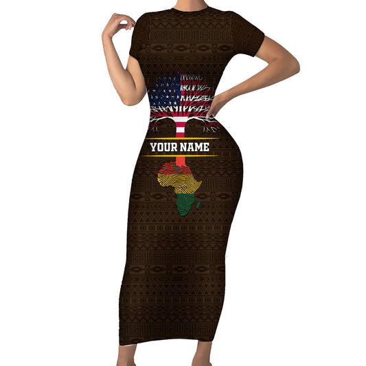 African Root Short Sleeve Bodycon Dress