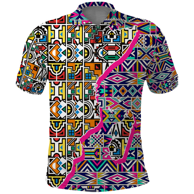 African Ndebele Pattern Polo Shirt