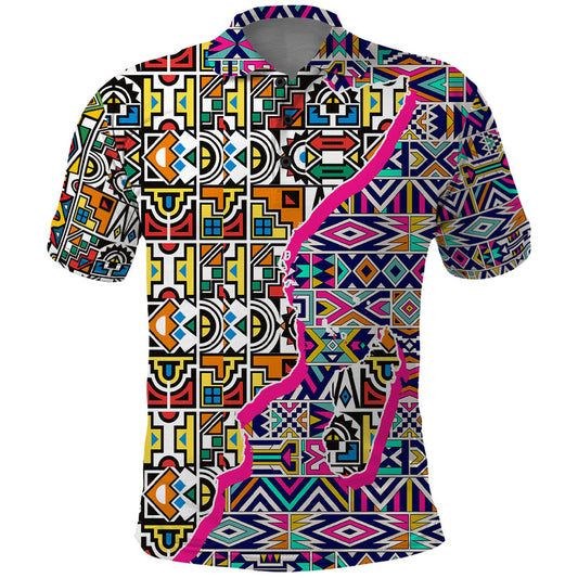 African Ndebele Pattern Polo Shirt